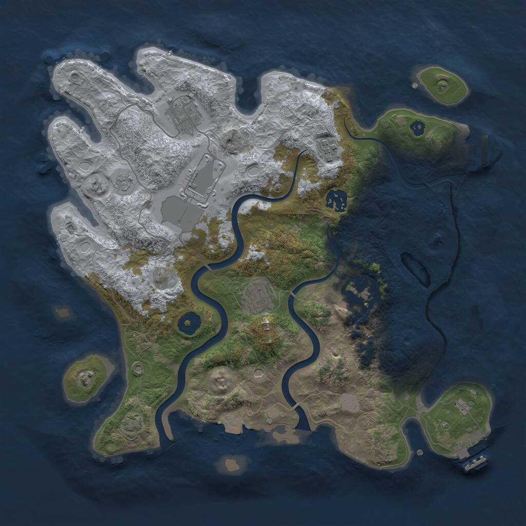 Rust Map: Procedural Map, Size: 3500, Seed: 664069765, 12 Monuments