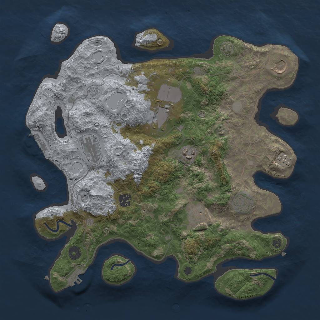 Rust Map: Procedural Map, Size: 3600, Seed: 36503502, 16 Monuments