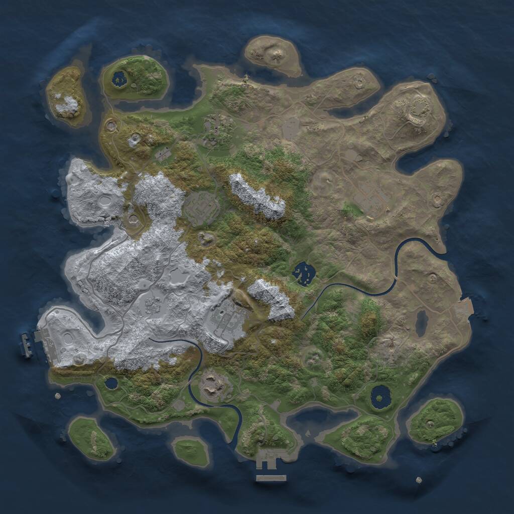 Rust Map: Procedural Map, Size: 3450, Seed: 2763149, 12 Monuments
