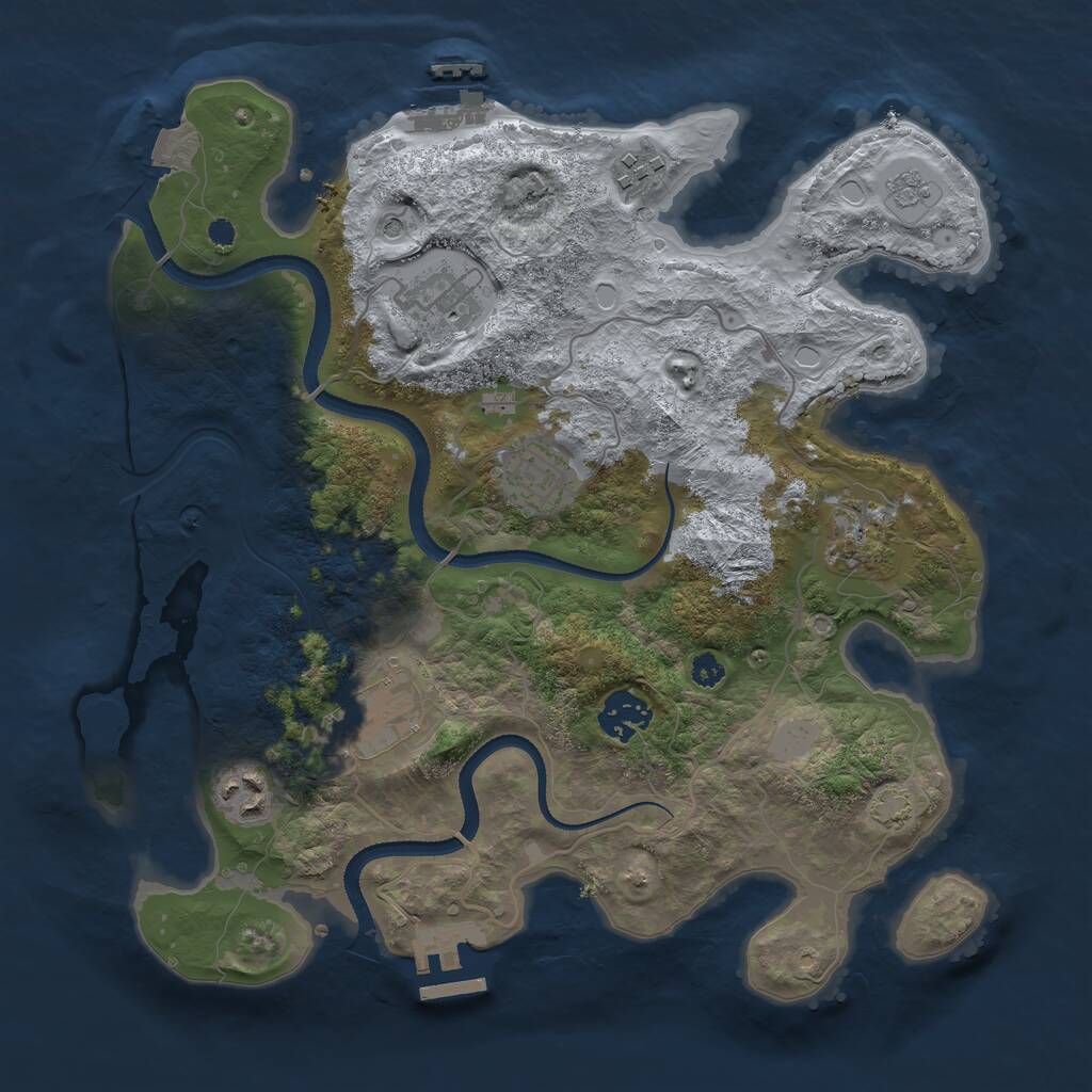Rust Map: Procedural Map, Size: 3300, Seed: 1384670748, 13 Monuments