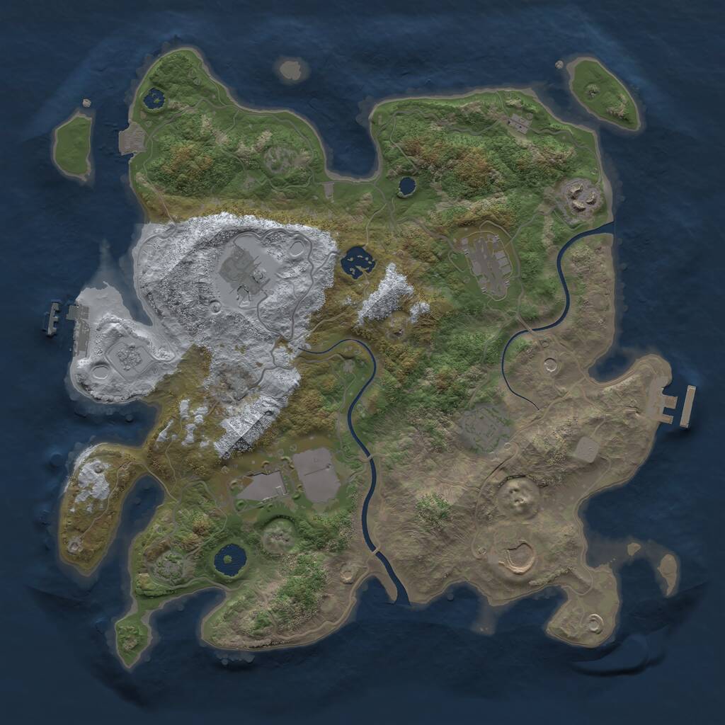 Rust Map: Procedural Map, Size: 3500, Seed: 1172542810, 13 Monuments