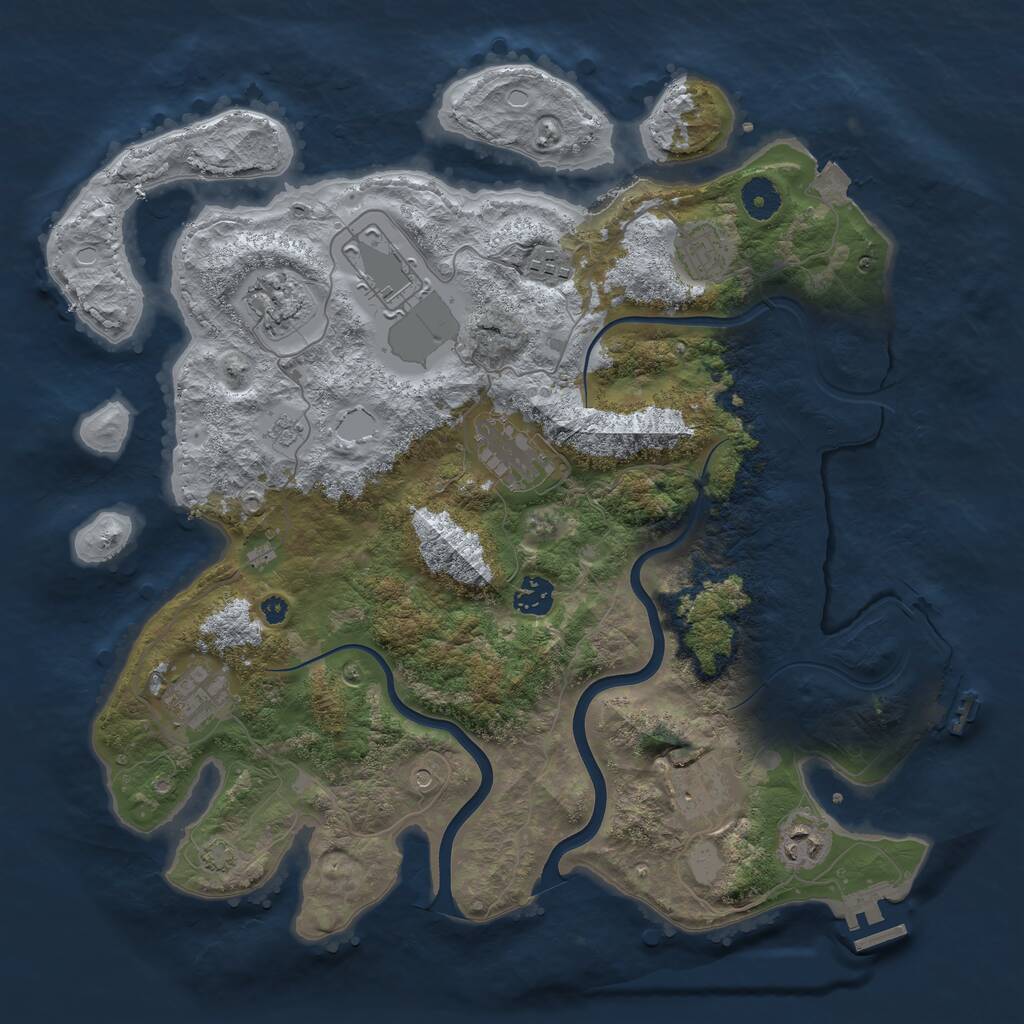 Rust Map: Procedural Map, Size: 3850, Seed: 21901491, 15 Monuments