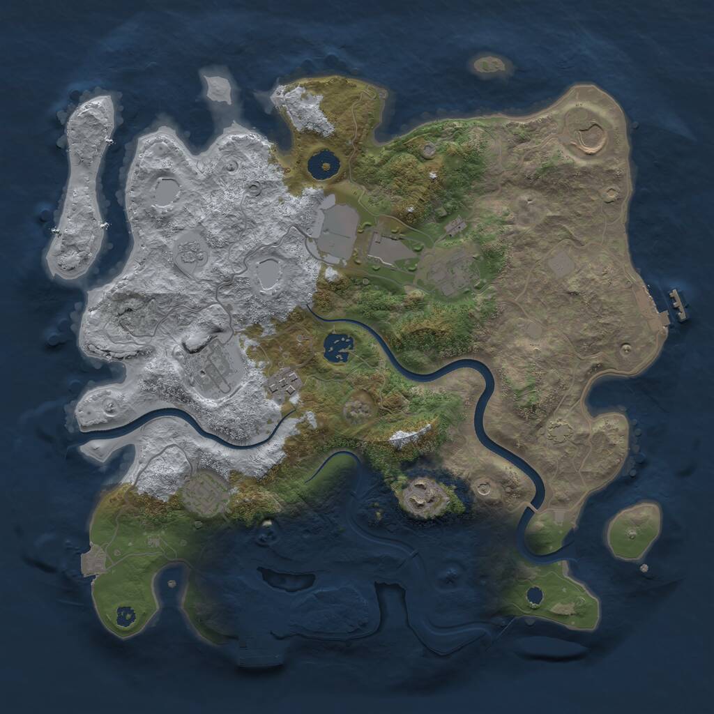 Rust Map: Procedural Map, Size: 3550, Seed: 10413229, 14 Monuments