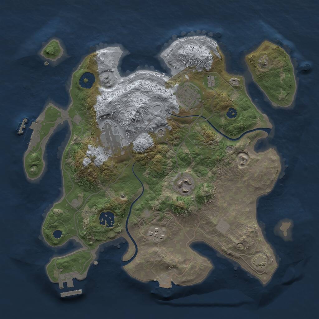 Rust Map: Procedural Map, Size: 3000, Seed: 21155, 10 Monuments