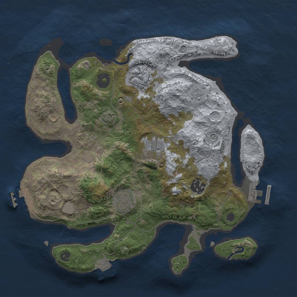 Rust Map: Procedural Map, Size: 3000, Seed: 19596, 10 Monuments