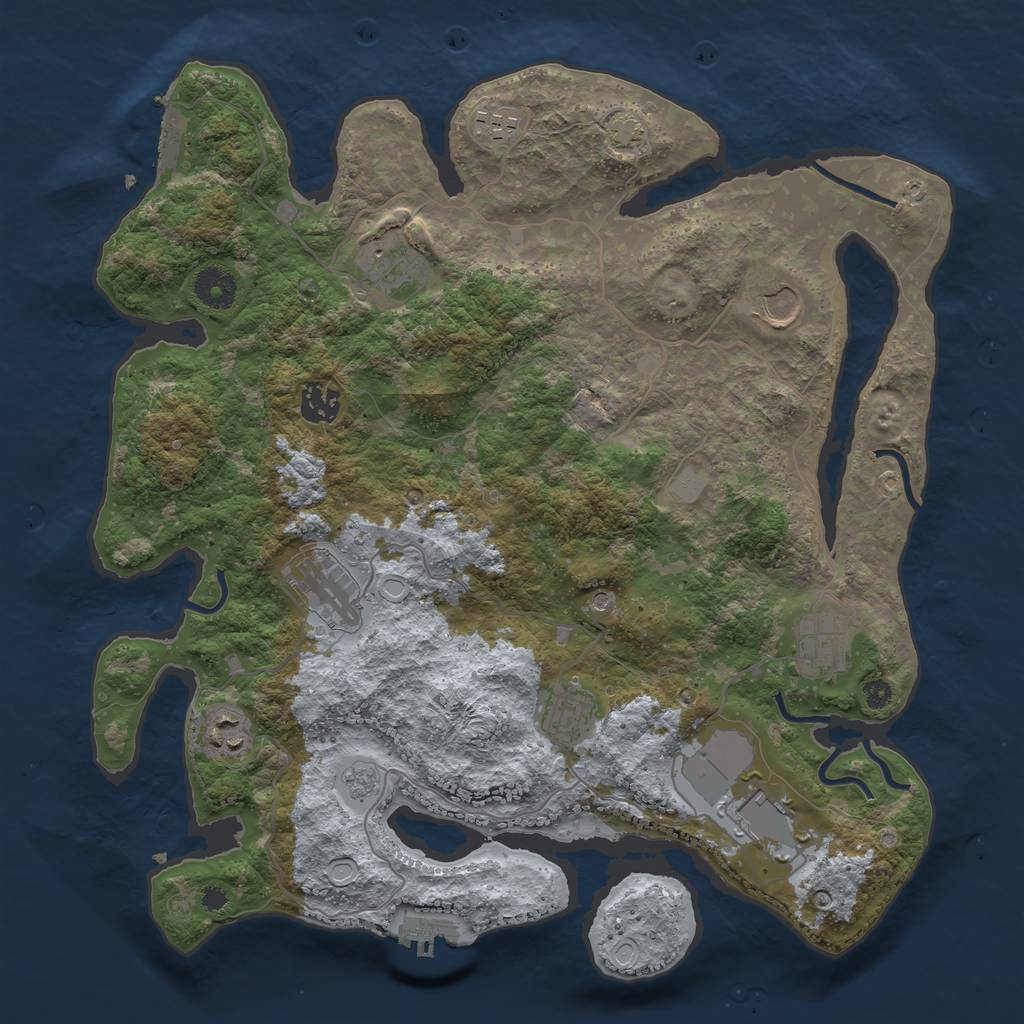 Rust Map: Procedural Map, Size: 3700, Seed: 2482428, 17 Monuments