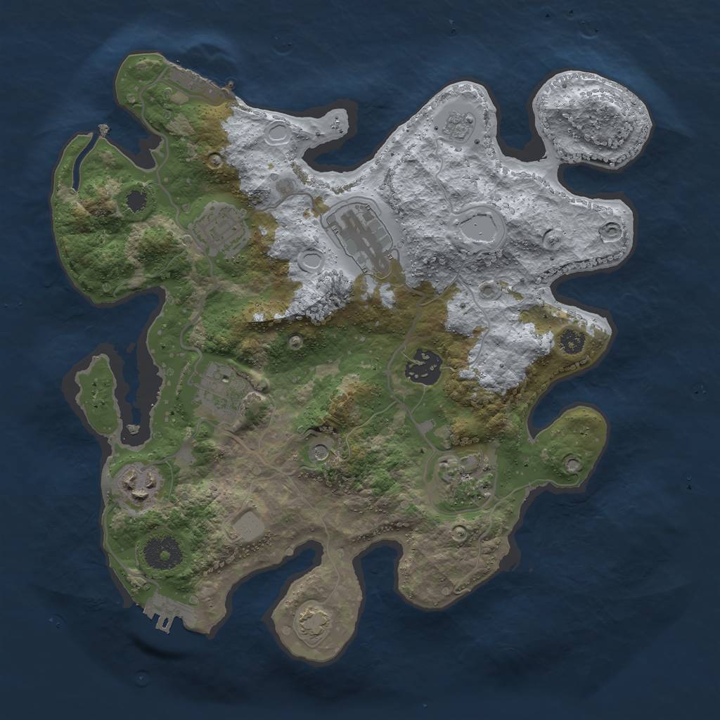 Rust Map: Procedural Map, Size: 3000, Seed: 20143, 14 Monuments