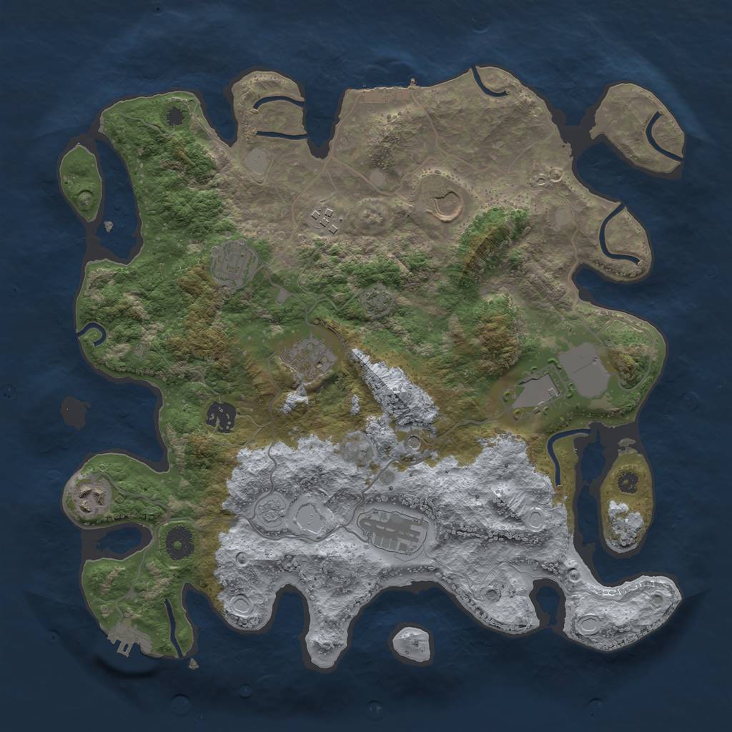 Rust Map: Procedural Map, Size: 3600, Seed: 98108474, 16 Monuments