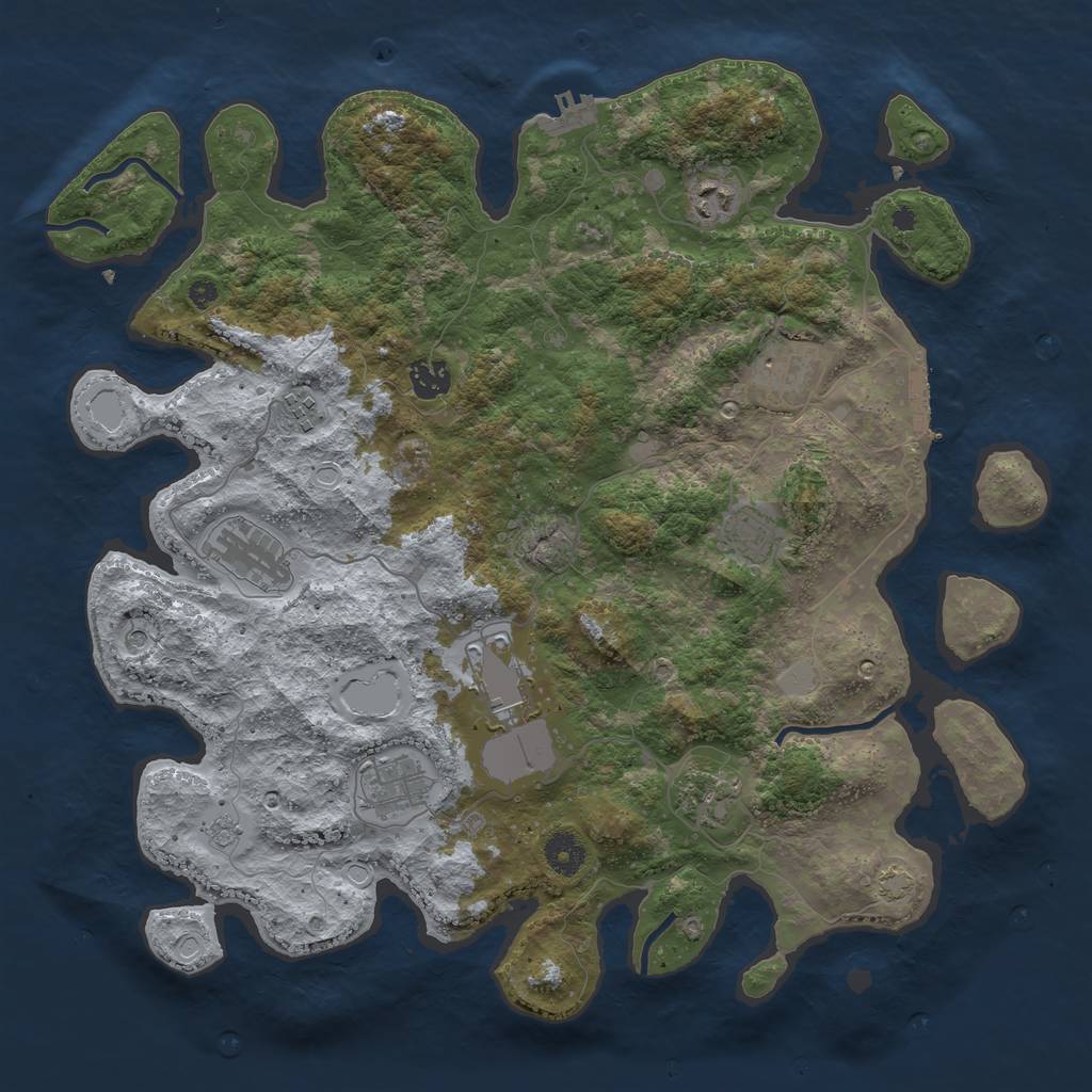 Rust Map: Procedural Map, Size: 3950, Seed: 14124372, 17 Monuments