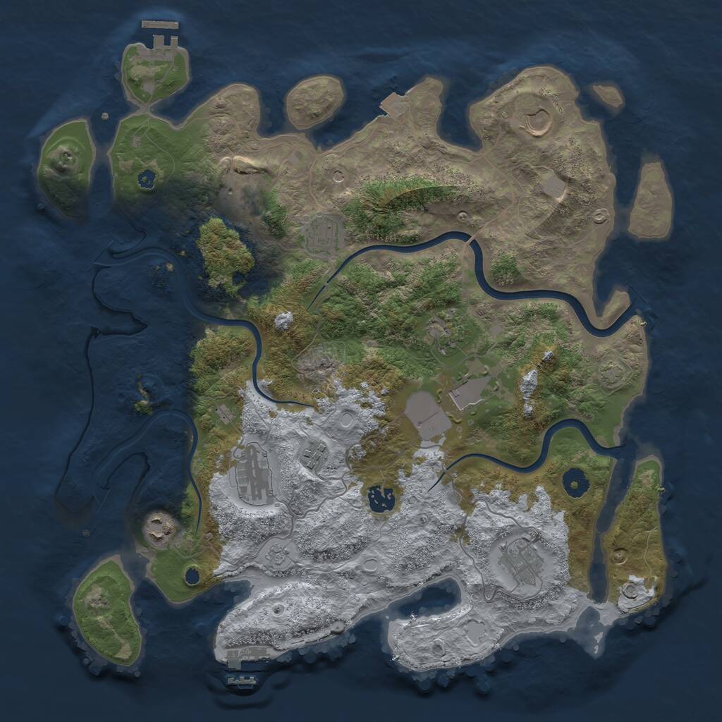 Rust Map: Procedural Map, Size: 3950, Seed: 44110981, 16 Monuments