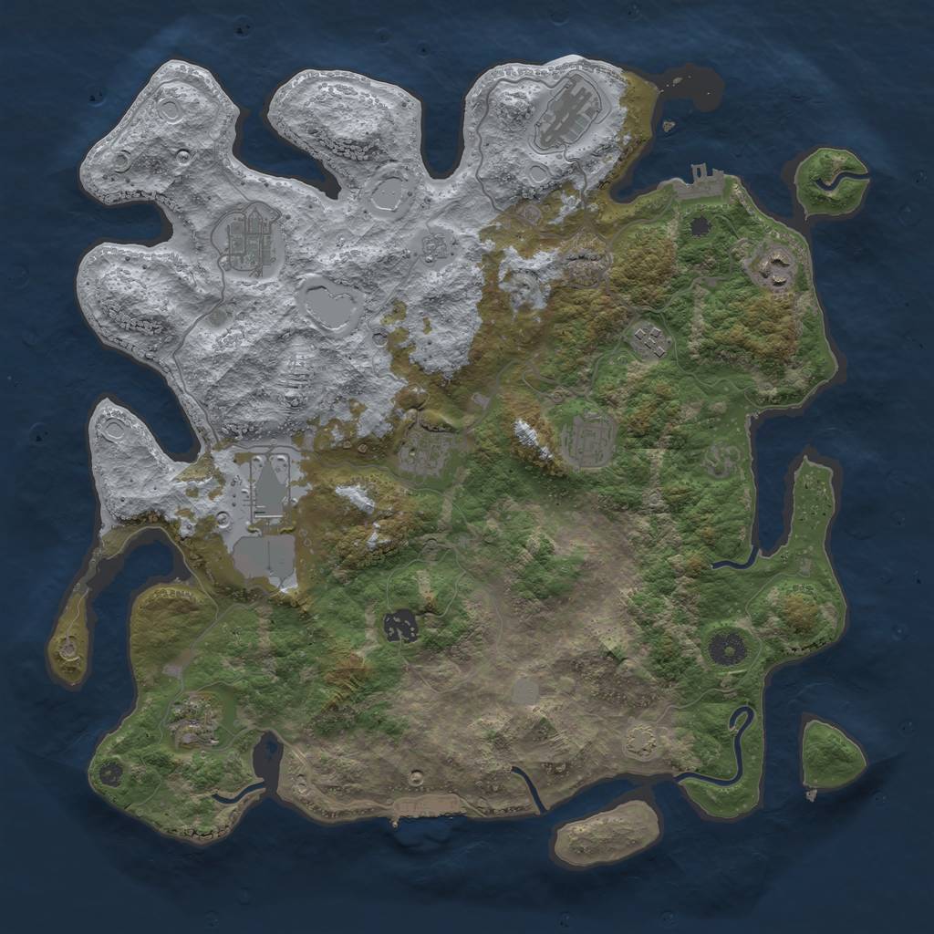 Rust Map: Procedural Map, Size: 3950, Seed: 96311459, 17 Monuments