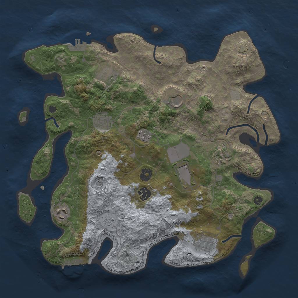 Rust Map: Procedural Map, Size: 3500, Seed: 51343903, 17 Monuments