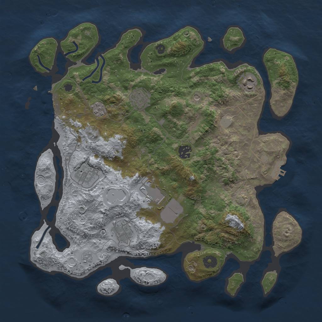 Rust Map: Procedural Map, Size: 3550, Seed: 61558573, 15 Monuments