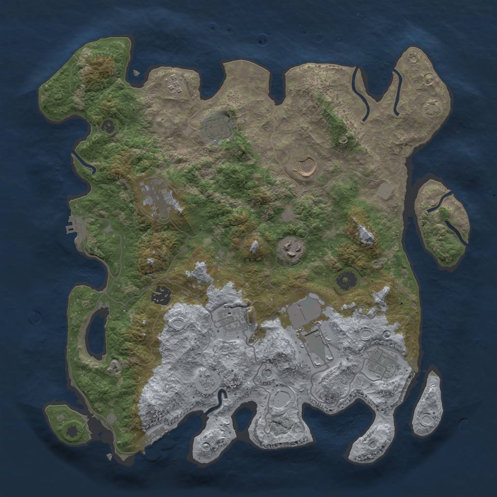 Rust Map: Procedural Map, Size: 3850, Seed: 50301463, 17 Monuments