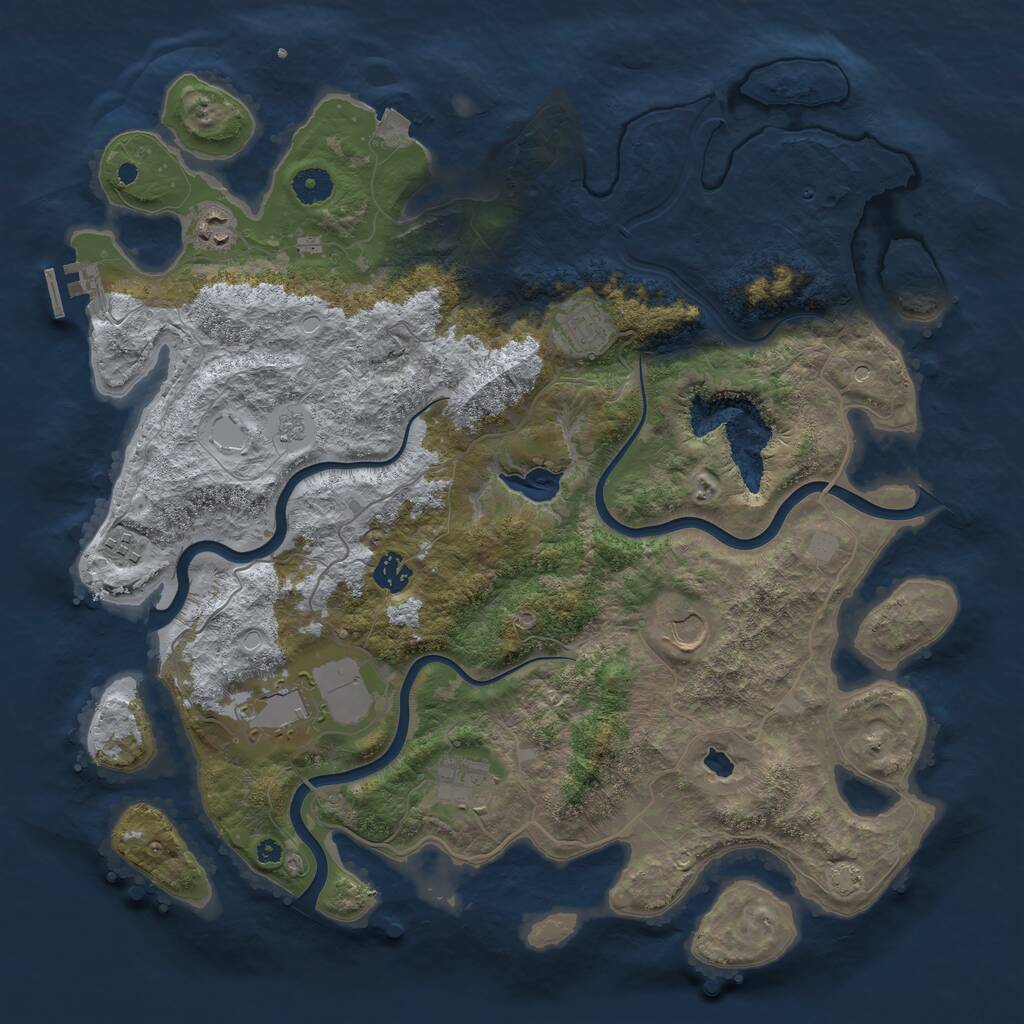 Rust Map: Procedural Map, Size: 4100, Seed: 32174584, 12 Monuments
