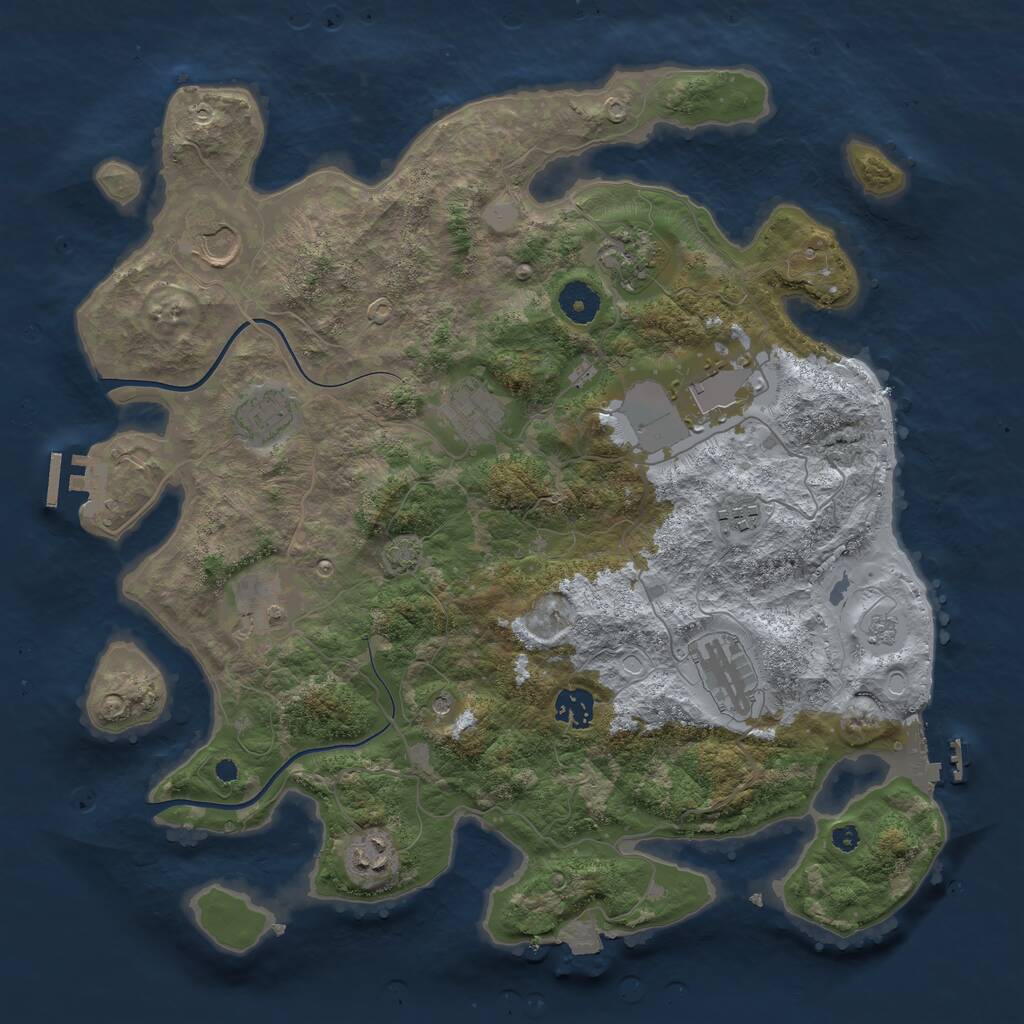 Rust Map: Procedural Map, Size: 3800, Seed: 62319435, 16 Monuments