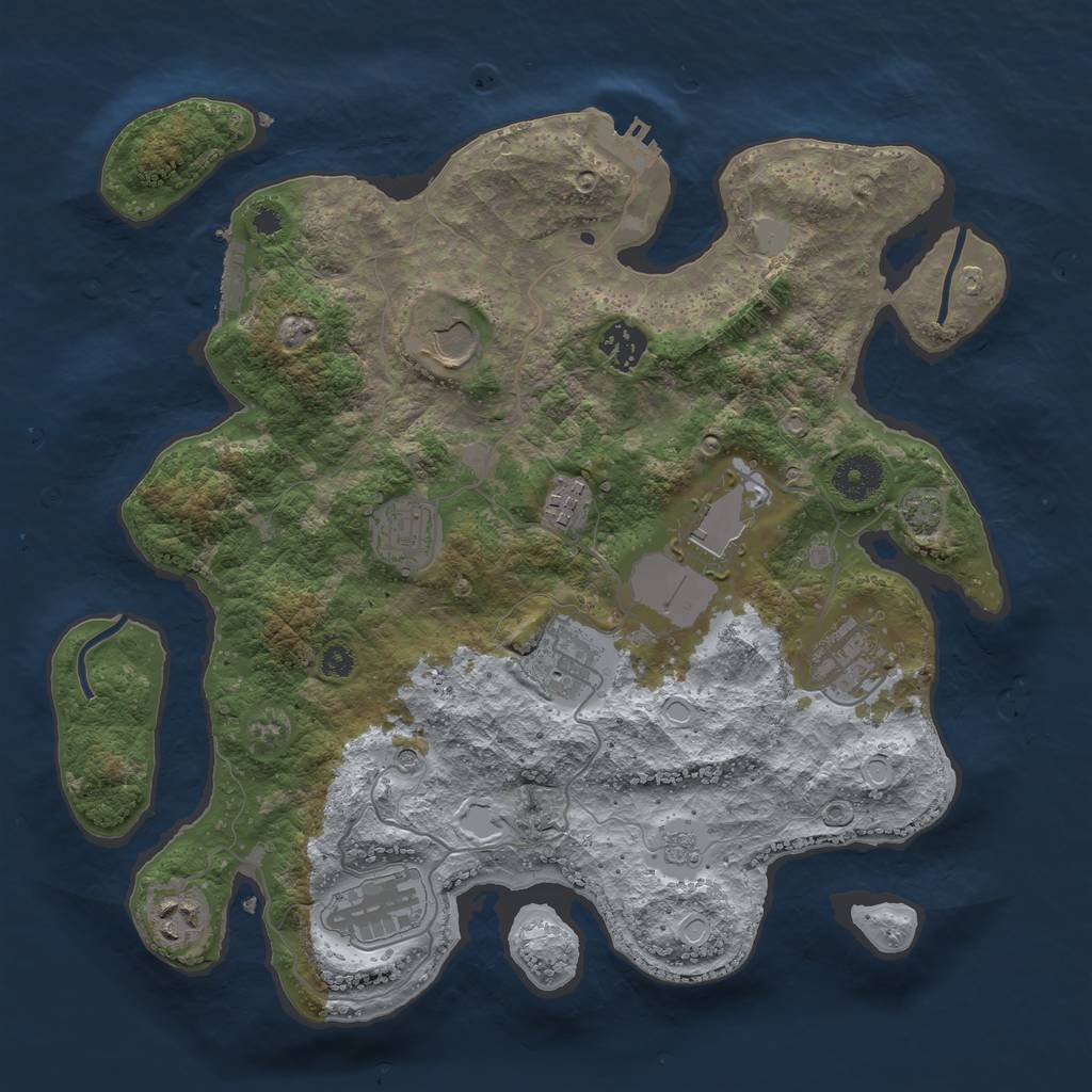 Rust Map: Procedural Map, Size: 3500, Seed: 83969590, 17 Monuments