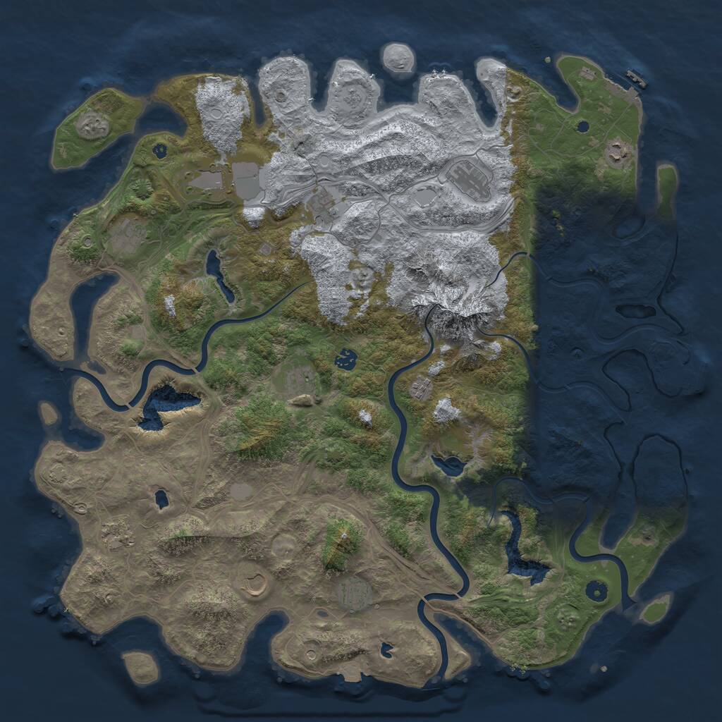 Rust Map: Procedural Map, Size: 5000, Seed: 588992928, 17 Monuments