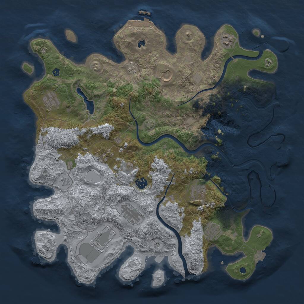 Rust Map: Procedural Map, Size: 4000, Seed: 9069, 16 Monuments