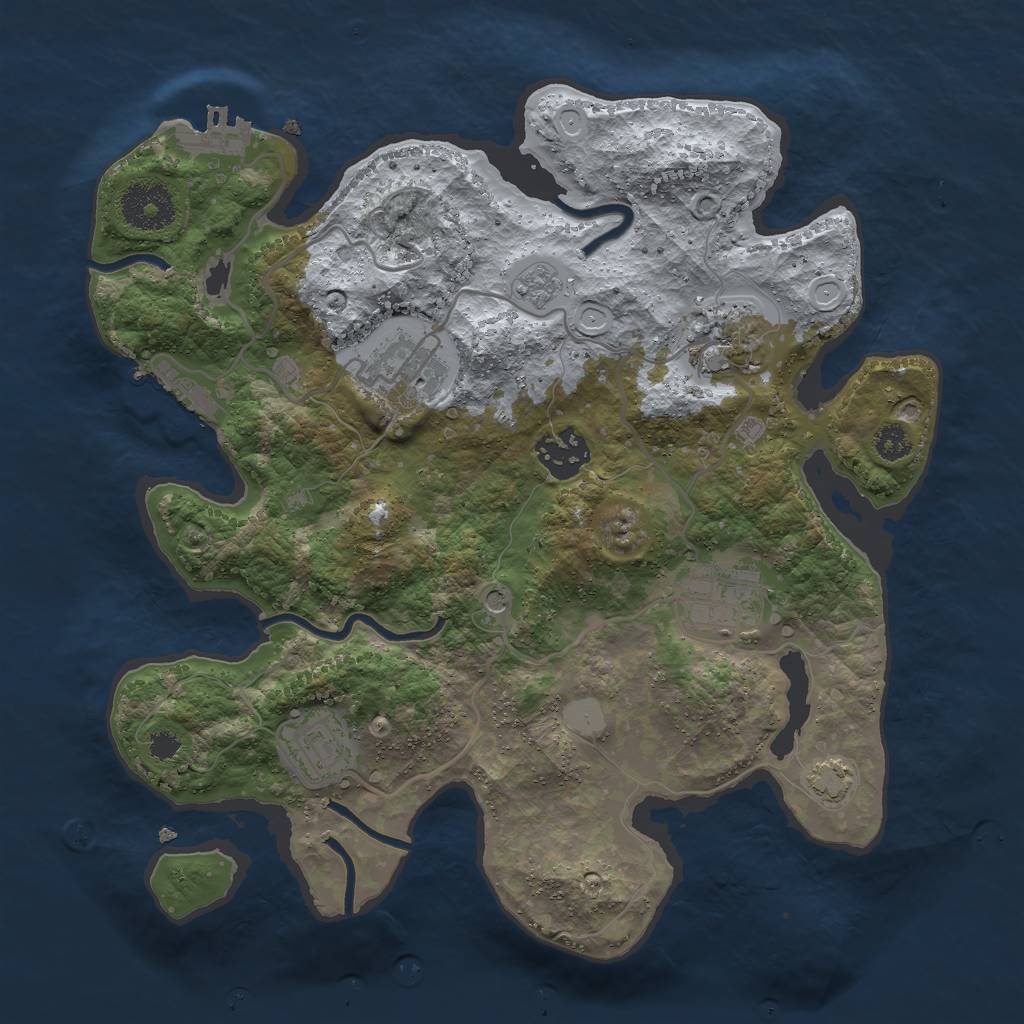 Rust Map: Procedural Map, Size: 3000, Seed: 165230925, 13 Monuments