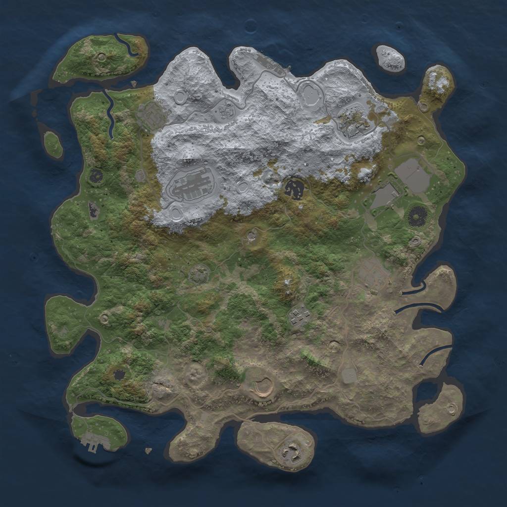 Rust Map: Procedural Map, Size: 3800, Seed: 74387799, 17 Monuments