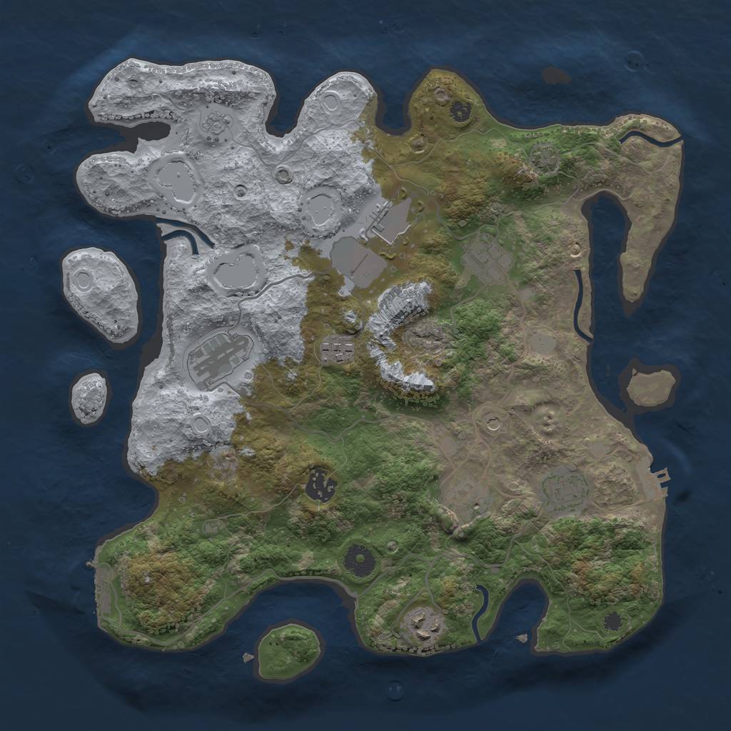 Rust Map: Procedural Map, Size: 3550, Seed: 49584480, 16 Monuments