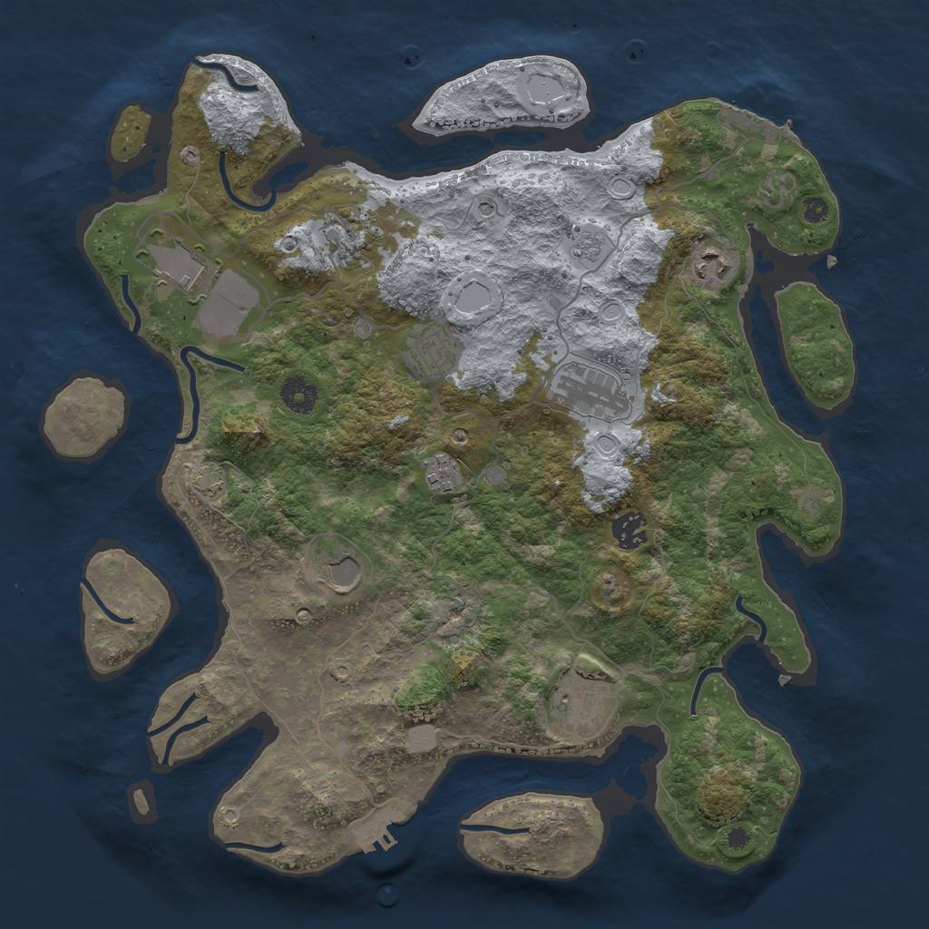 Rust Map: Procedural Map, Size: 3750, Seed: 36359229, 17 Monuments