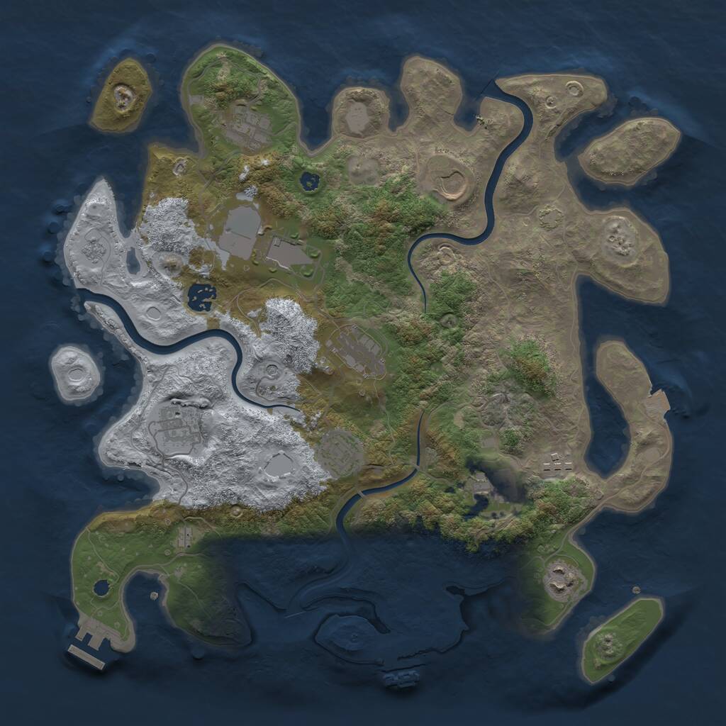 Rust Map: Procedural Map, Size: 3750, Seed: 98621235, 16 Monuments