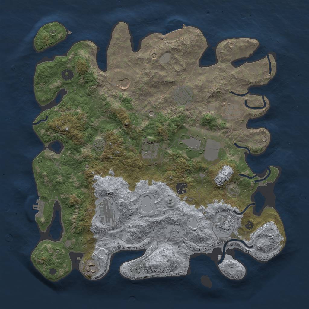Rust Map: Procedural Map, Size: 3900, Seed: 67400948, 18 Monuments