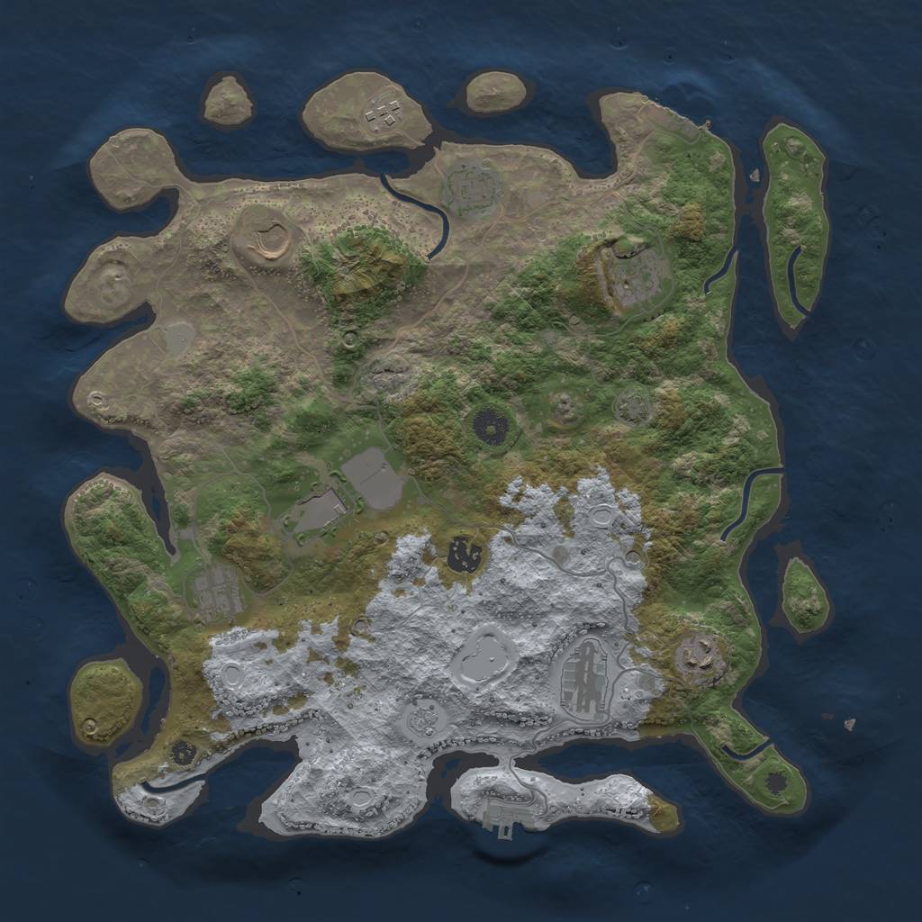 Rust Map: Procedural Map, Size: 3900, Seed: 66314152, 17 Monuments