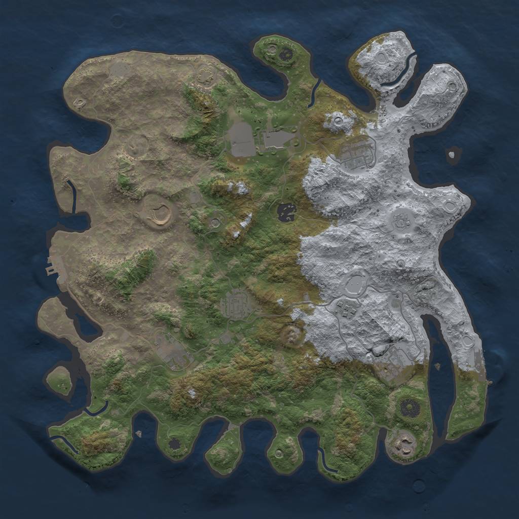 Rust Map: Procedural Map, Size: 3900, Seed: 71228216, 17 Monuments