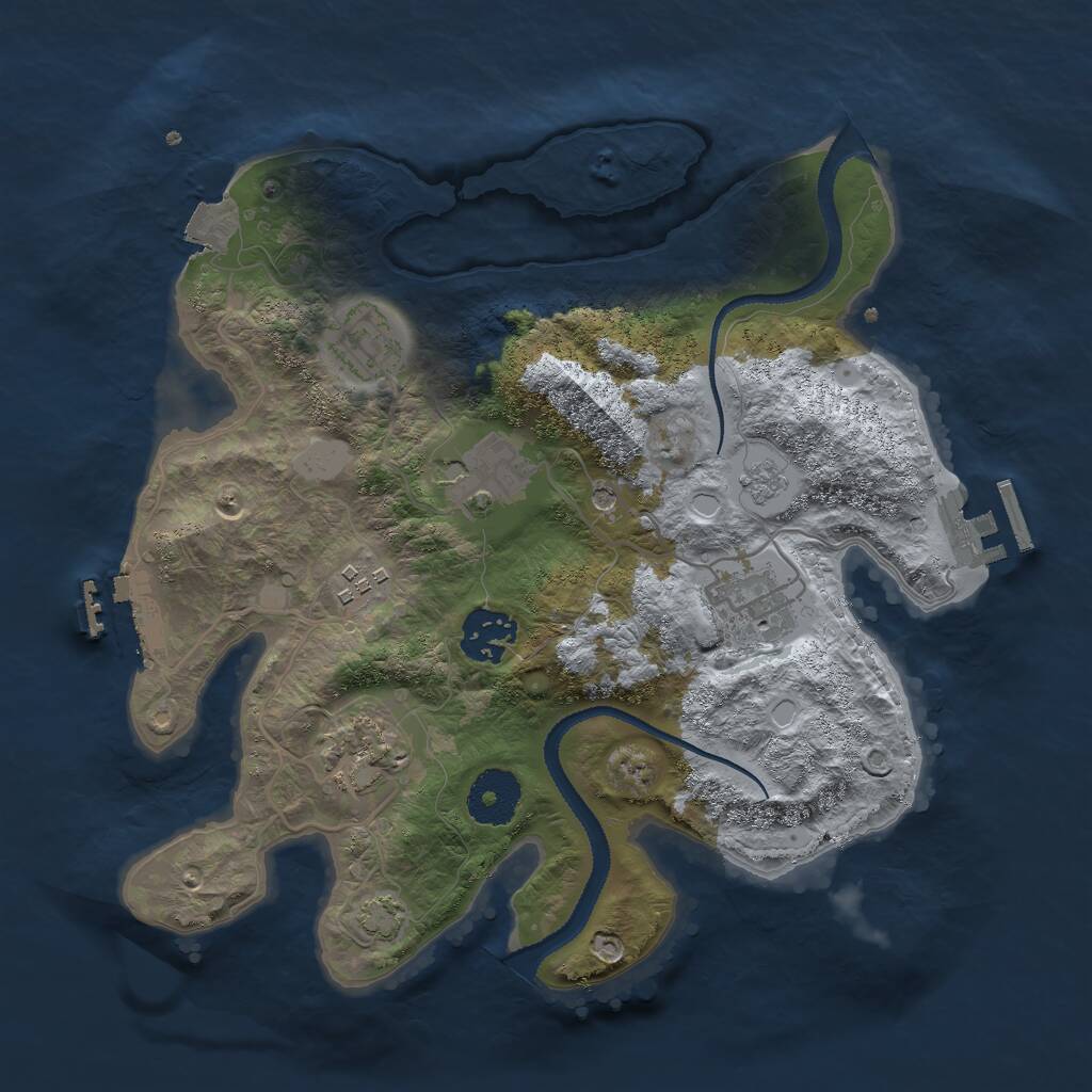 Rust Map: Procedural Map, Size: 3000, Seed: 1115919890, 12 Monuments