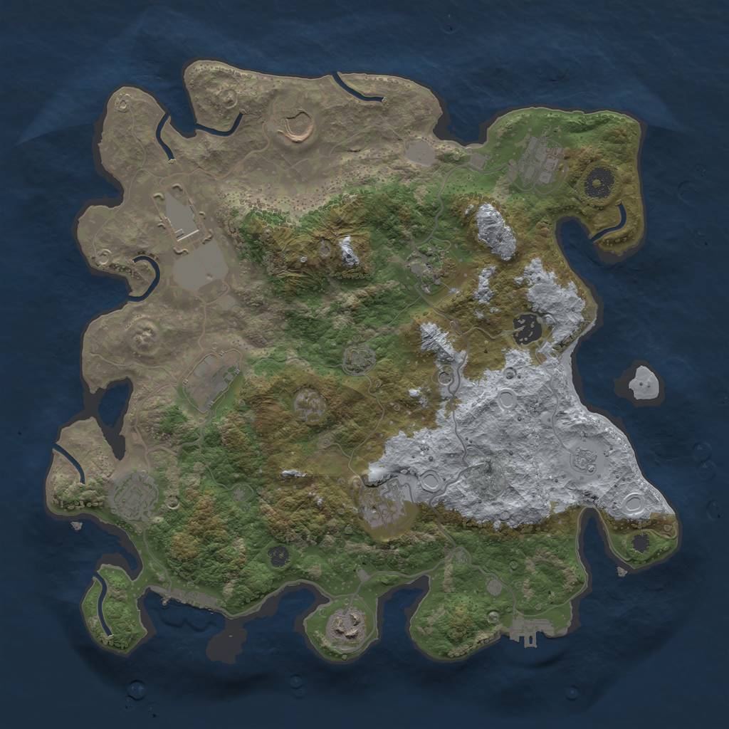Rust Map: Procedural Map, Size: 3600, Seed: 24111593, 17 Monuments