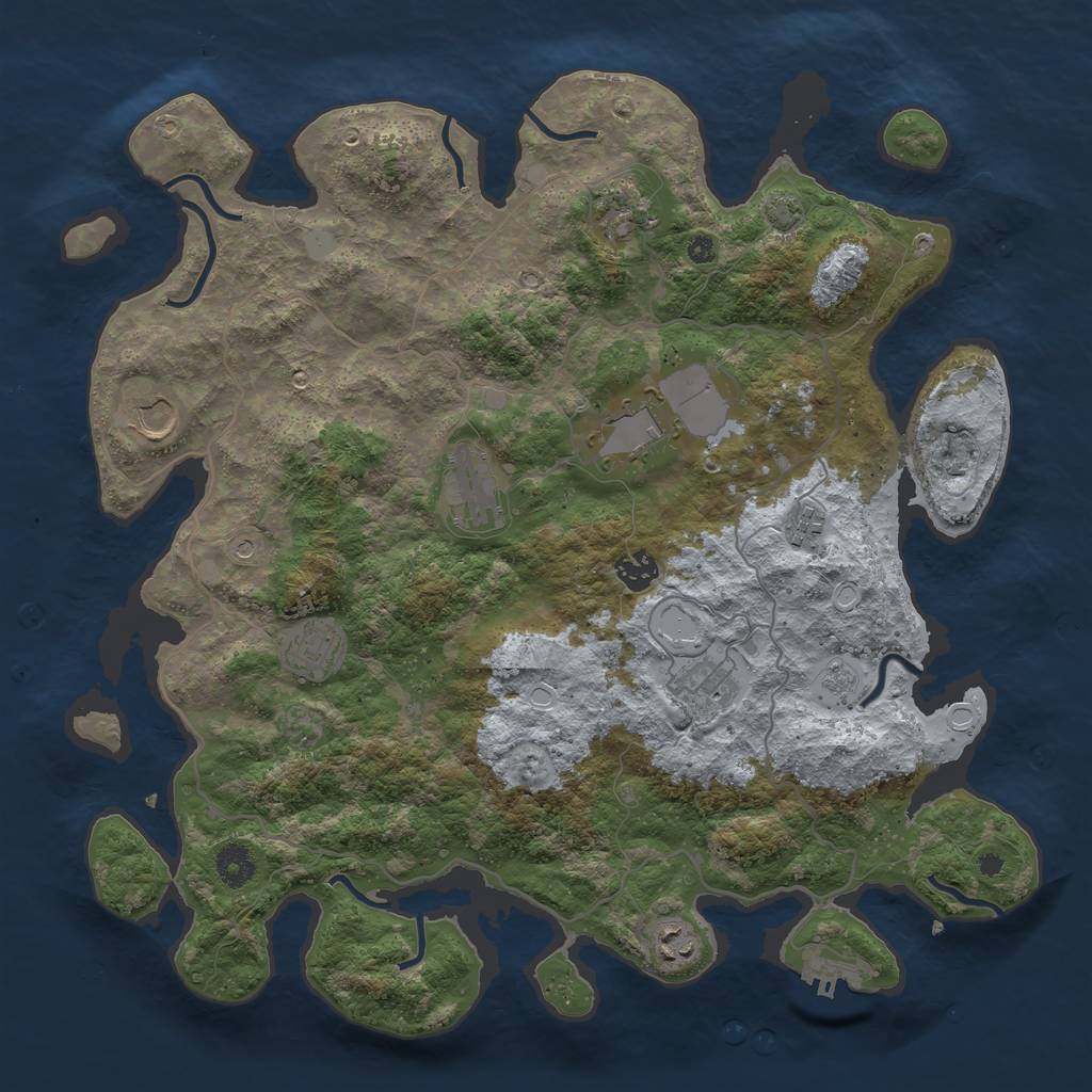 Rust Map: Procedural Map, Size: 4000, Seed: 21269, 16 Monuments