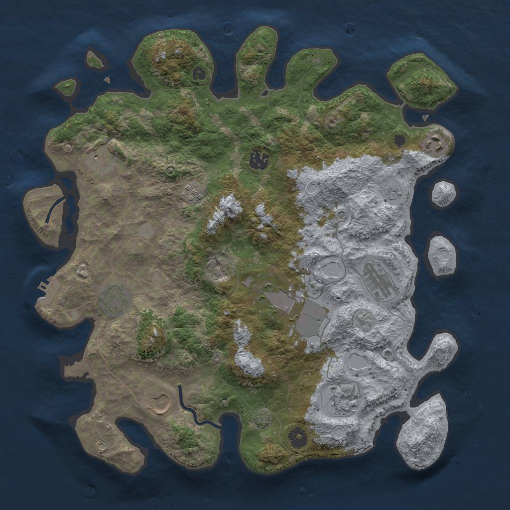 Rust Map: Procedural Map, Size: 3850, Seed: 30125650, 16 Monuments