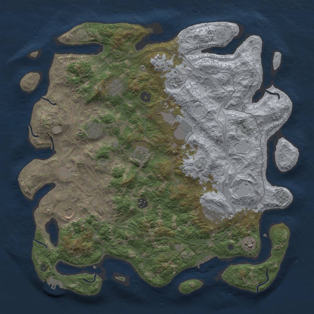 Rust Map: Procedural Map, Size: 4400, Seed: 54134428, 19 Monuments