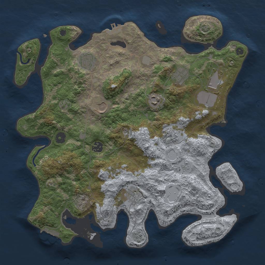Rust Map: Procedural Map, Size: 3650, Seed: 27898049, 17 Monuments