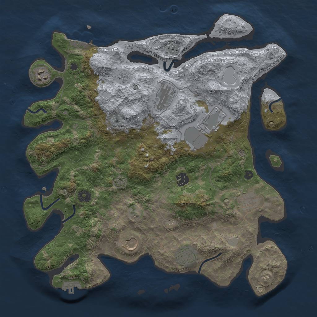 Rust Map: Procedural Map, Size: 3650, Seed: 44121635, 16 Monuments