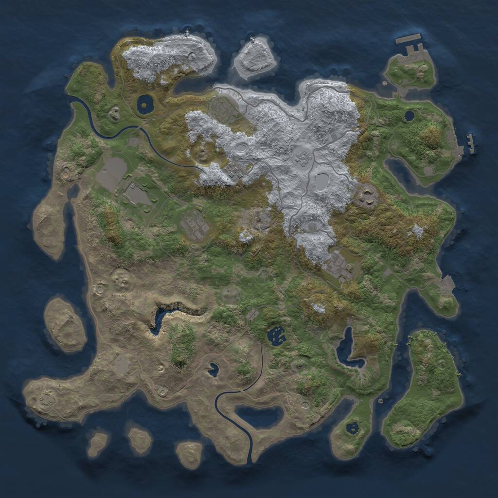 Rust Map: Procedural Map, Size: 4000, Seed: 1076192062, 13 Monuments