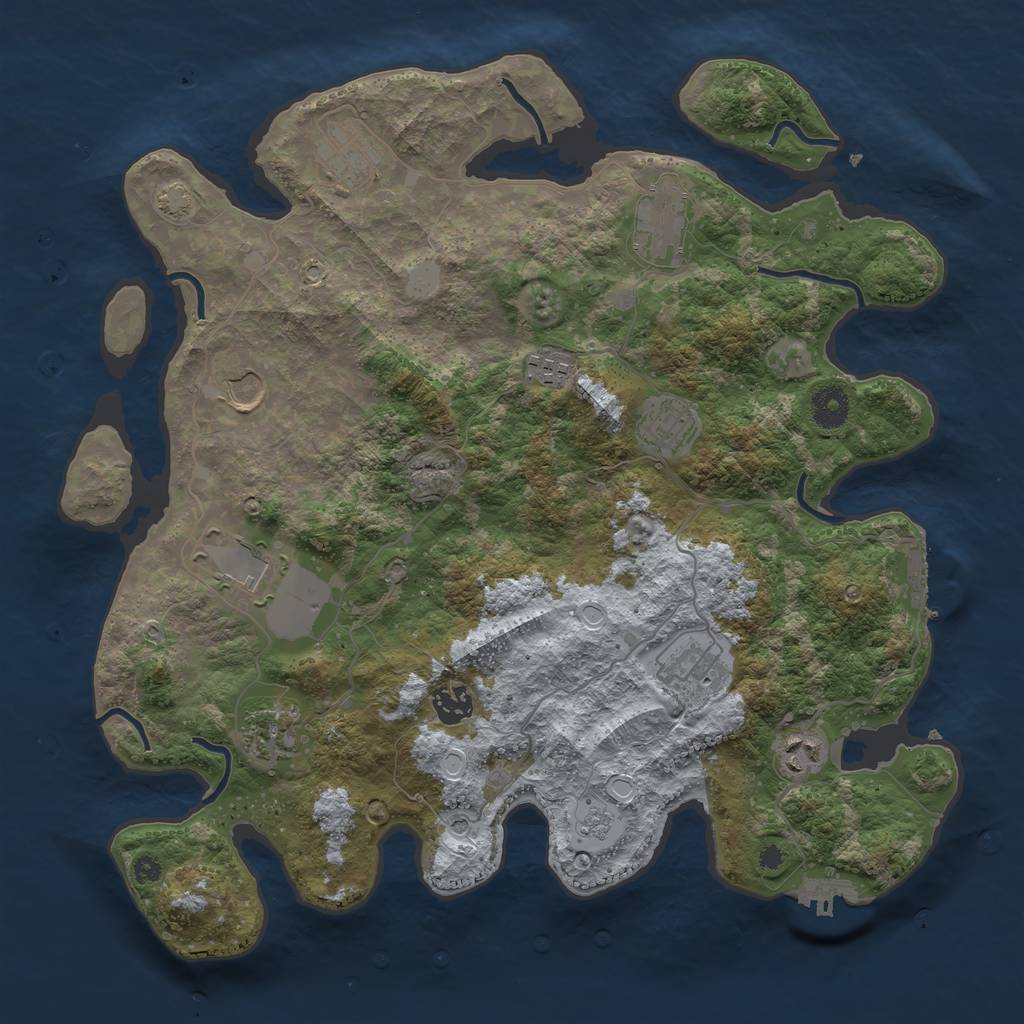 Rust Map: Procedural Map, Size: 3800, Seed: 86121000, 18 Monuments