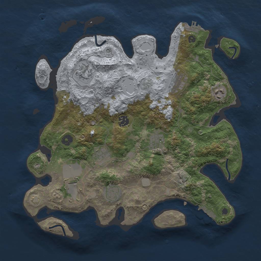 Rust Map: Procedural Map, Size: 3550, Seed: 26947769, 16 Monuments
