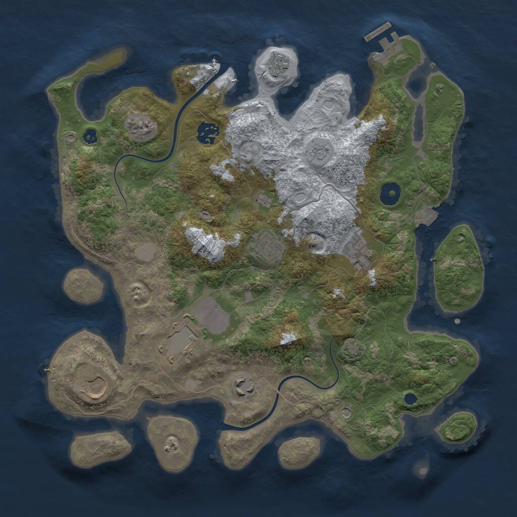 Rust Map: Procedural Map, Size: 3500, Seed: 1208754064, 12 Monuments