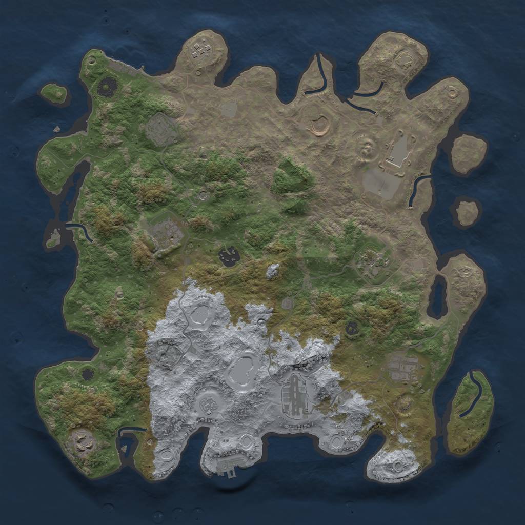 Rust Map: Procedural Map, Size: 3900, Seed: 33352470, 18 Monuments