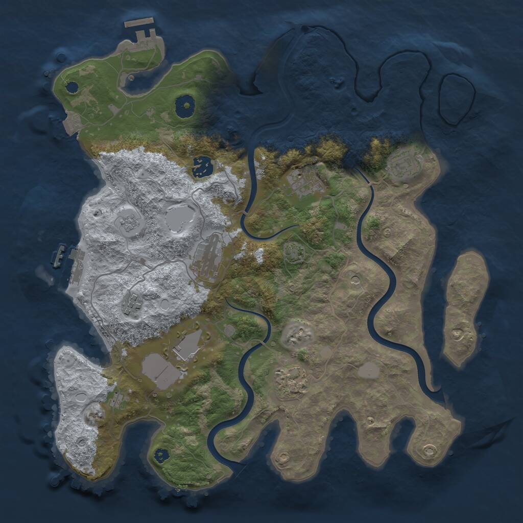 Rust Map: Procedural Map, Size: 3600, Seed: 50490465, 13 Monuments