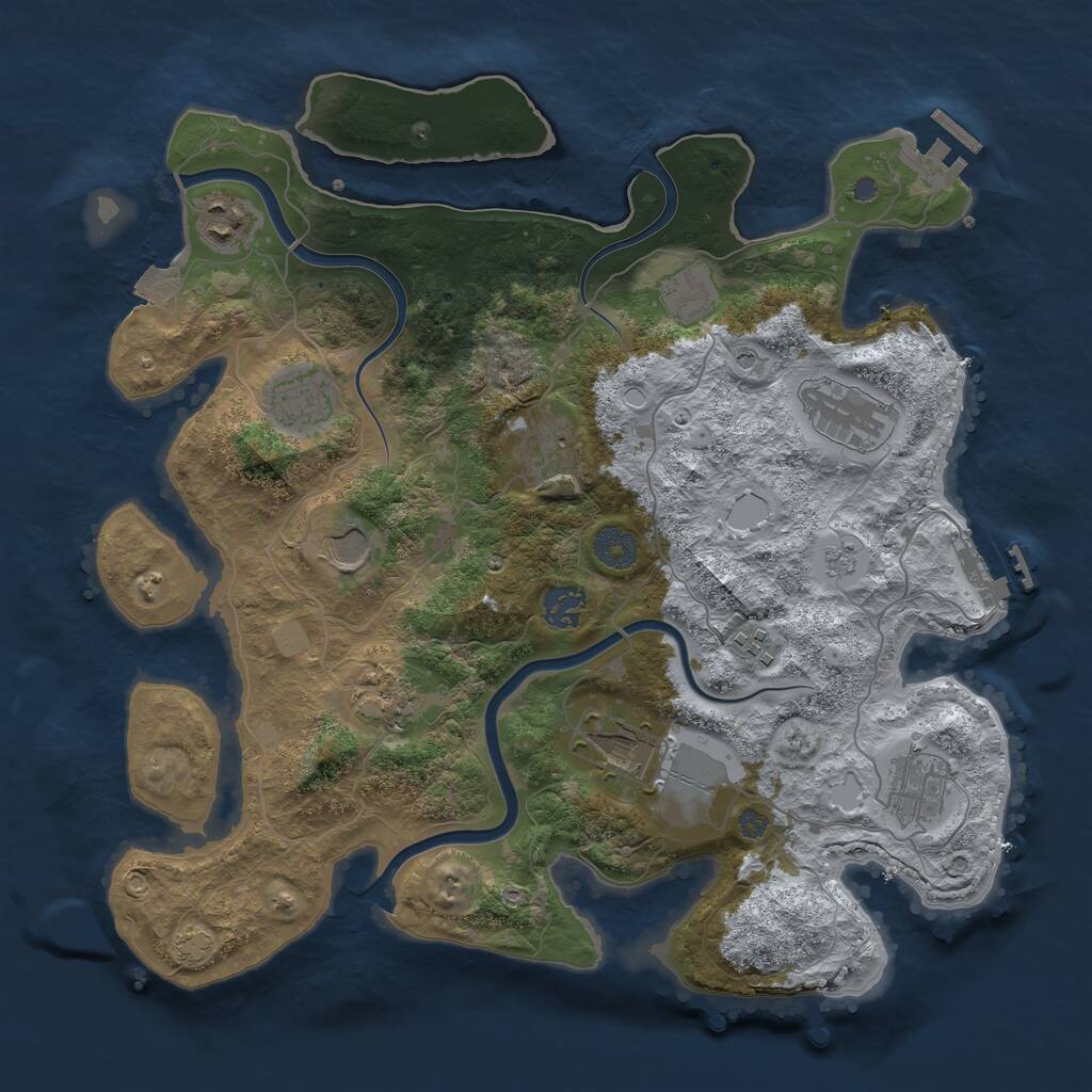 Rust Map: Procedural Map, Size: 3700, Seed: 391122852, 18 Monuments