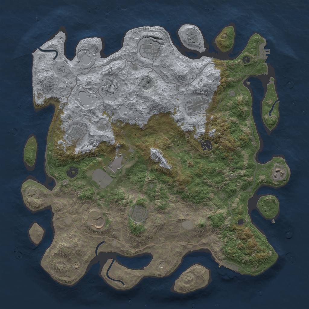 Rust Map: Procedural Map, Size: 4100, Seed: 58934363, 18 Monuments