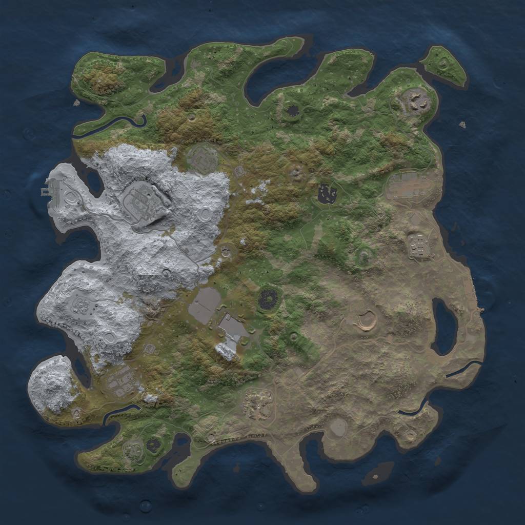 Rust Map: Procedural Map, Size: 3900, Seed: 66128795, 18 Monuments