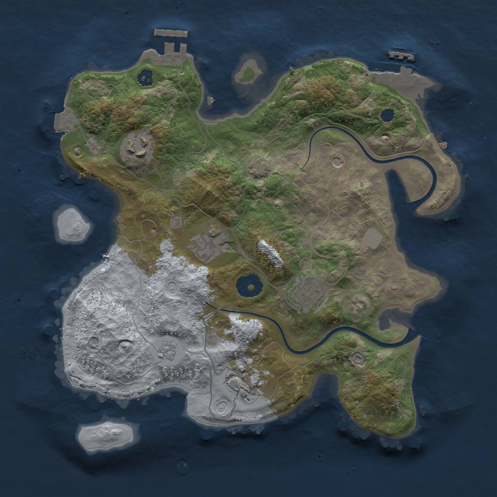 Rust Map: Procedural Map, Size: 3000, Seed: 1623345, 10 Monuments