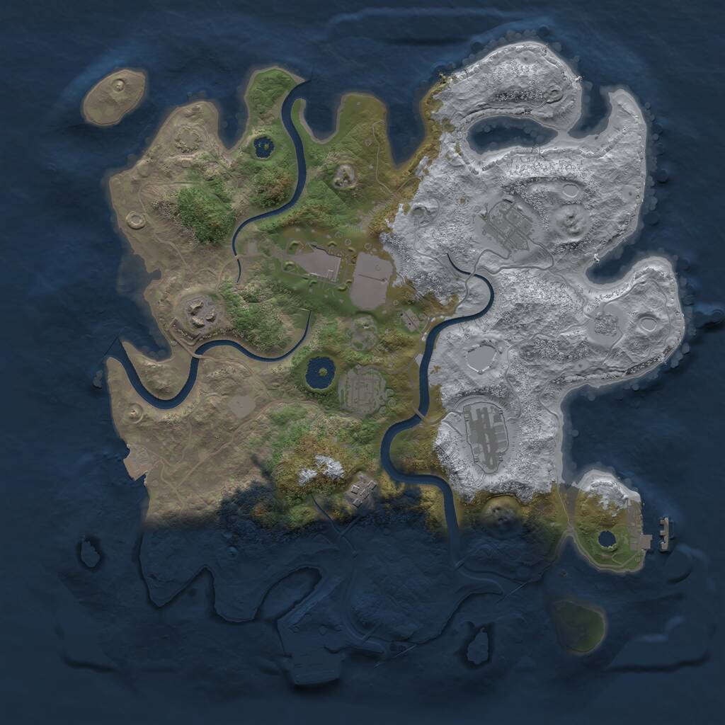 Rust Map: Procedural Map, Size: 3500, Seed: 1821409318, 11 Monuments