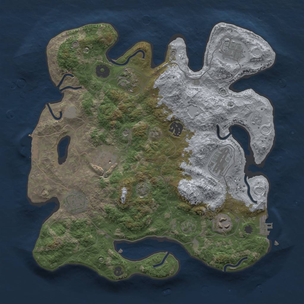 Rust Map: Procedural Map, Size: 3300, Seed: 54152984, 15 Monuments